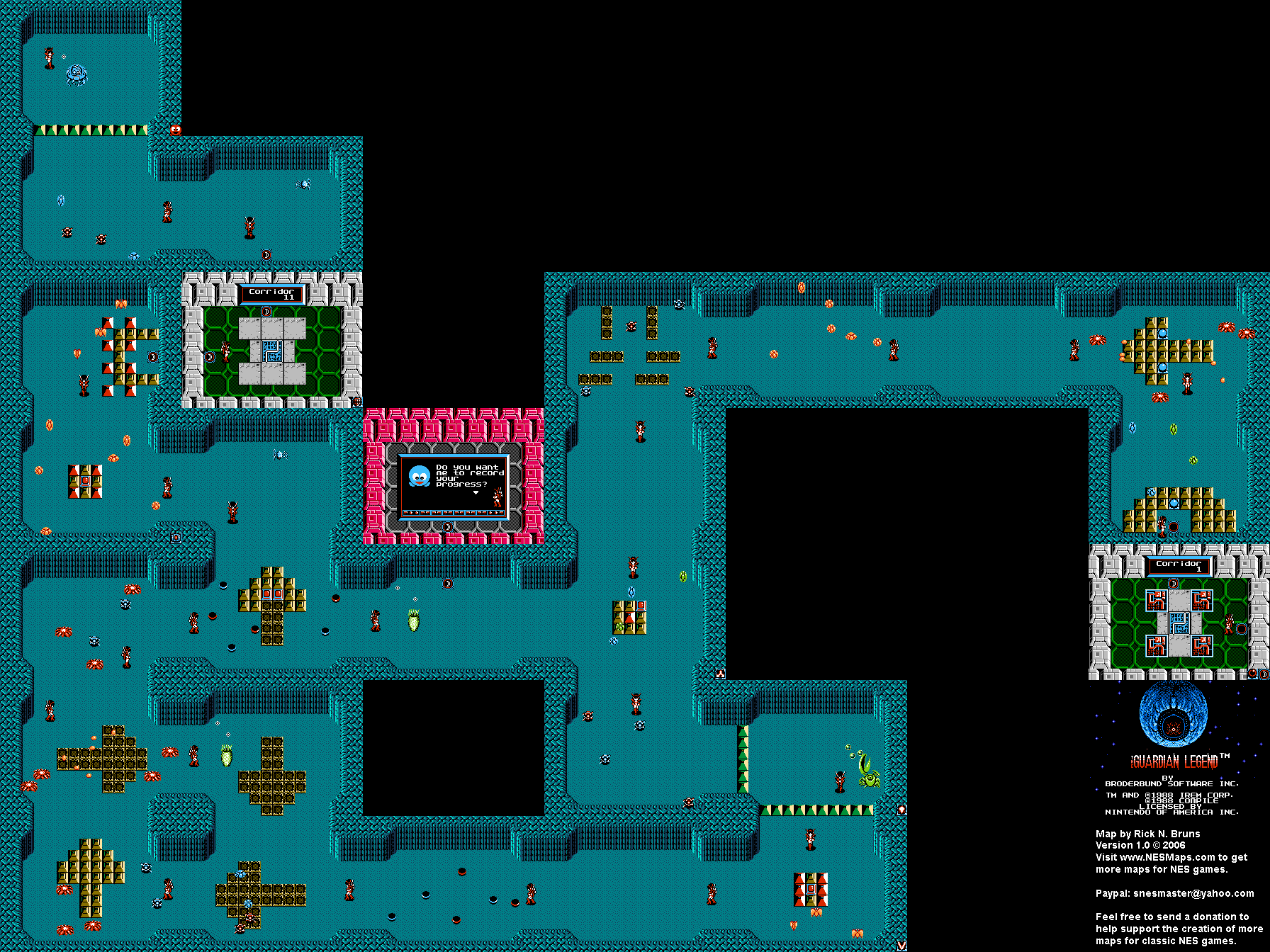The Guardian Legend - Area 1 - NES Map