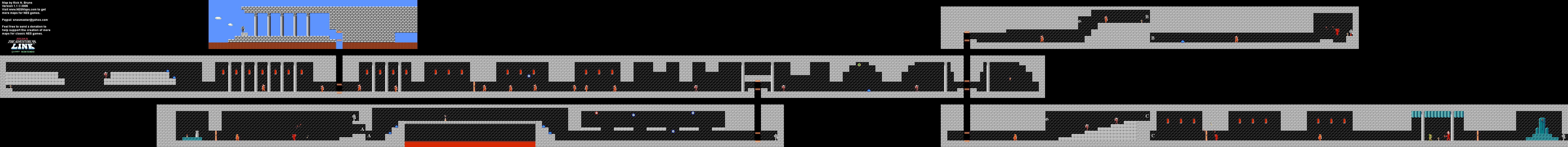 Zelda II The Adventure of Link - Parapa Palace (Level 1) [05] - NES Map