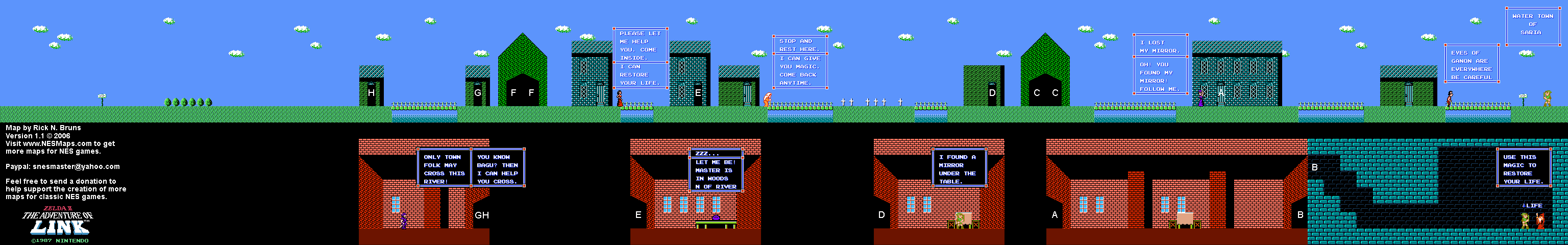 Zelda II The Adventure of Link - Saria Town [10] - NES Map